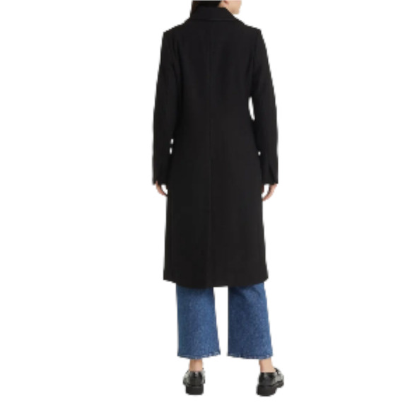 Michael Kors Womens Coat Size PL Black Wool Blend Long Button Front Luxury NWT - Picture 2 of 10